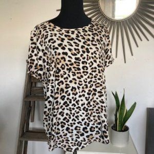 🧡3/15 Premise Leopard/Cheetah/Animal Print Short-Sleeve Blouse Top Women's S